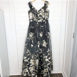 Marchesa Metallic Fil Coupé Off-the-Shoulder Gown